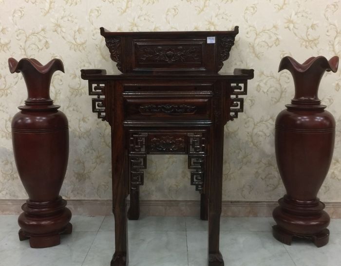 Bàn thờ gia tiên gỗ muồng 2 tầng GT02
